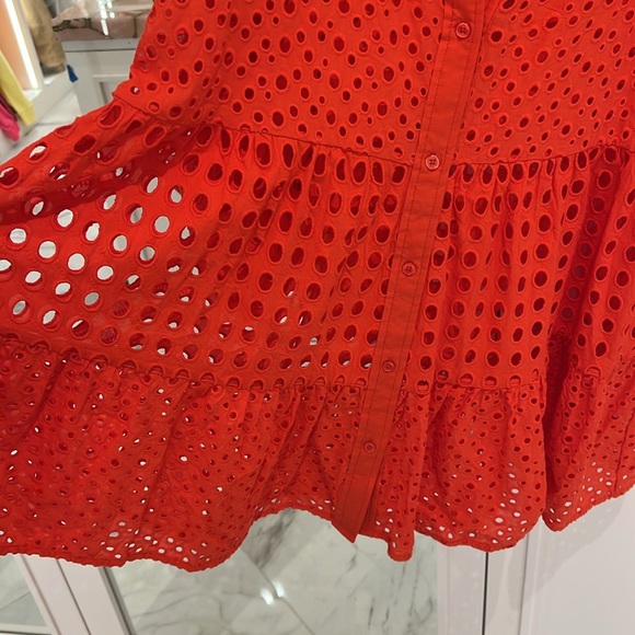 Solid & Striped Evan Mixed eyelet dress coverup beach size L large red orange - Picture 4 of 5